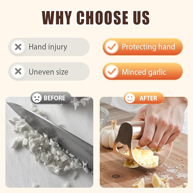2026 New Heavy Duty Stainless Steel Garlic Press - Garlic Crusher Tool with Peeler and Cleaning Brush, Essential Kitchen Gadgets for Garlic Lovers (1 set)