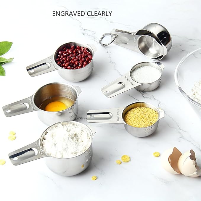 KUBEMUEG Measuring Cups and Spoons Set Heavy Duty 304 Metal Stainless Steel Measuring Cup Spoon Kitchen Gadgets for Cooking Baking (Set of 17)