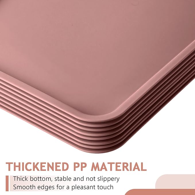 Gerrii 18 Pcs Plastic Fast Food Trays Bulk 9 x 12 Inch Restaurant Serving Cafeteria Grill School Lunch Trays Rectangular Serving Platter for Kitchen Hotel Restaurant (Light Brown,12 x 9 Inch)