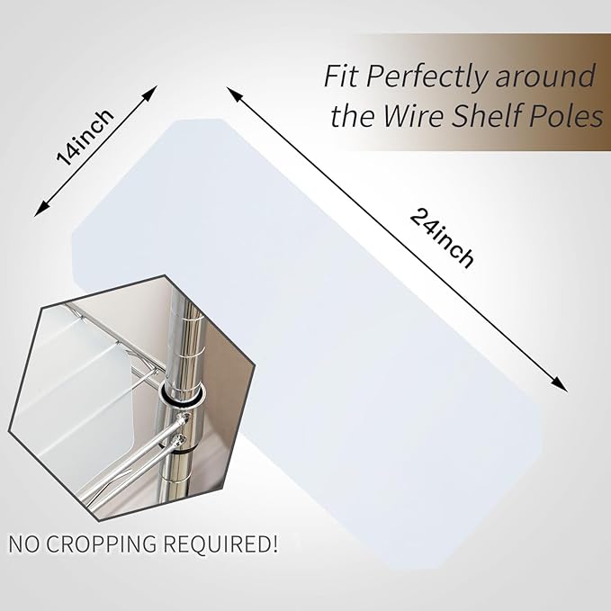 Poofzy Wire Shelf Liner 14" X 24", Non-Adhesive Plastic Shelf Liners for Wire Shelving, Waterproof Protector Mats (10PK, Clear)