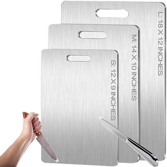 Titanium Cutting Board - 2025 New Upgrade 100% Pure Titanium Cutting Boards For Kitchen, 1 Pack Double-sided food-grade Cutting Board For Cutting Meats, Fruits And Vegetables (14"L x 10"W)