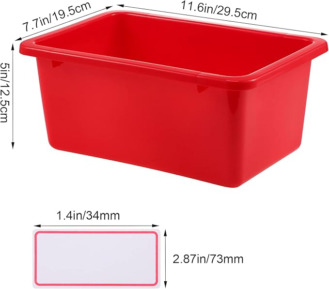 Outus 48 Pcs Plastic Cubby Bins Bulk for Classroom Organization Small Stackable Book Bins Toy Storage Box Container Tubs Organizer with 120 Self Adhesive Label for Library School Office Home, 6 Colors