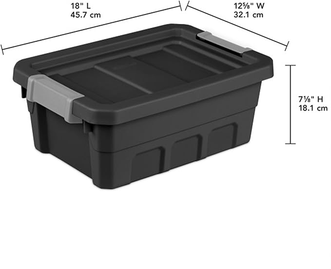 Sterilite 12-Pack Plastic Storage Bins with Lids, Stackable Containers, 4 Gallon, Black