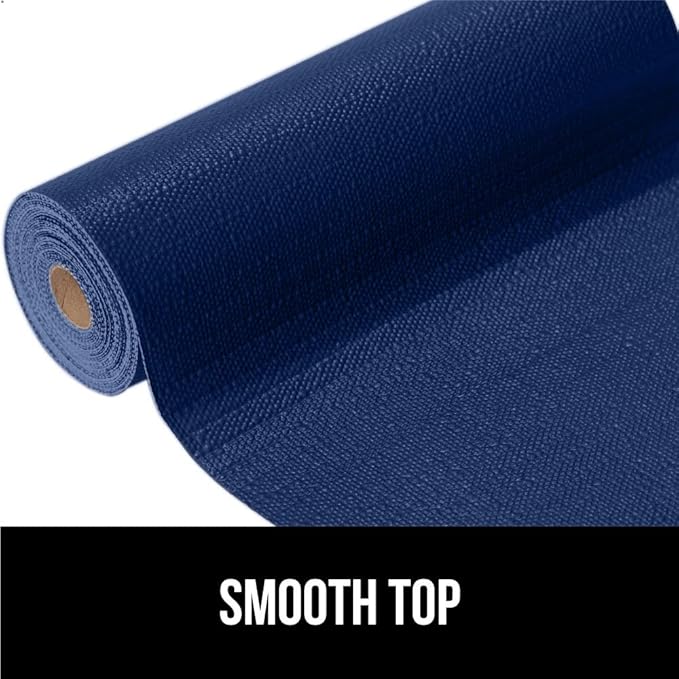 GORILLA GRIP DripGuard Shelf Liner, Non Adhesive Drawer and Kitchen Cabinet Protector, Slip Resistant BPA Free Smooth Surface Plastic Liners for Cabinets, Bathrooms, Closets, 12x120 Inch, Navy Blue