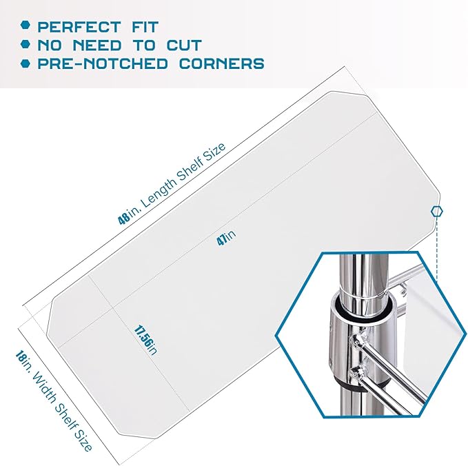 BRIAN & DANY Wire Shelf Liner 18" X 48", Set of 10, Heavy Duty Shelf Liners for Wire Shelving, Waterproof Protector Mats, Transparent