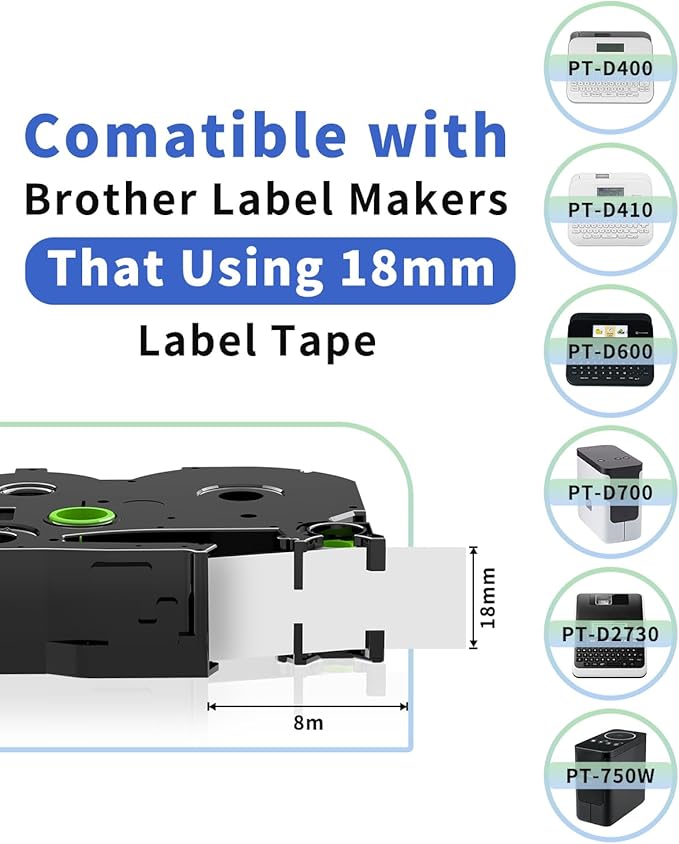 Oozmas TZe-141 TZe141 TZ Tape 18mm 0.7 Laminated Clear Replacement for Brother P-Touch Label Tape 18 mm P Touch 3/4 Inch Compatible PT-D400 D610BT PT-P700BT Label Maker Tape Refills, 4 Pack