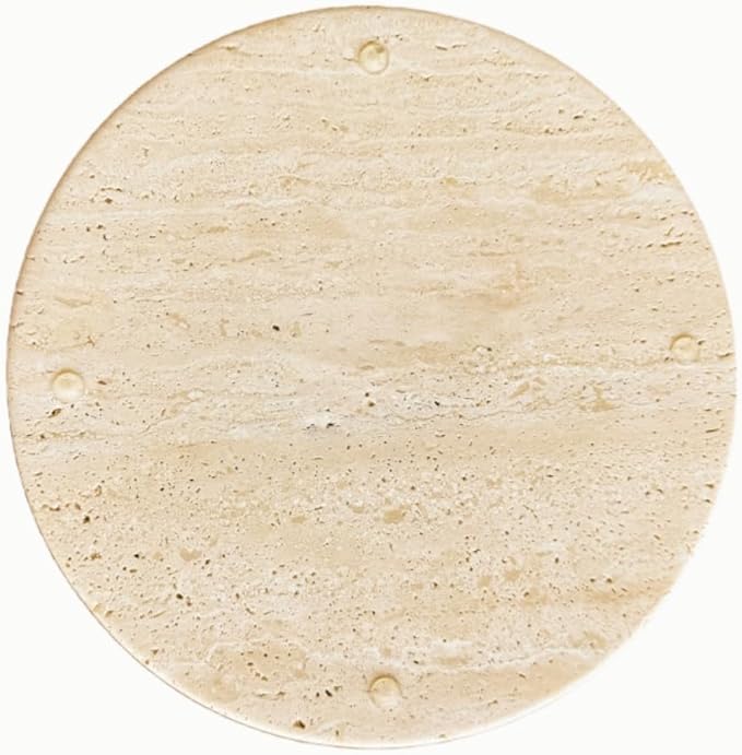 Apasqro Natural Travertine Vanity Tray – Round Beige Marble Tray for Bathroom, Jewelry, Candle, Perfume, Nightstand & Kitchen Decor, 10 Inch Wabi-sabi Style Decorative Stone Catchall Organizer