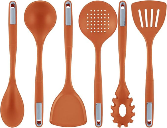 Met Lux Kitchen Utensil Sets, 10 Silicone Utensil Sets - 6 Pieces Per Set, High-Heat Tolerance, Orange Silicone Kitchen Utensils, For No-Stick Cookware - Restaurantware