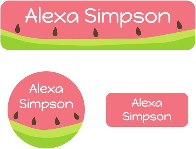 Name Bubbles - Kids Custom Name Labels for Daycare, School, Camp (144 Labels) - Personalized Waterproof Name Stickers for Clothes Tags, Lunch Boxes, Water Bottles, & School Supplies (Watermelon)