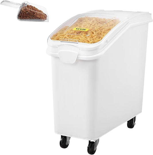 Mophorn 21 Gallon Food Storage Containers 500 Cup Ingredient Bin with Scoop and Sliding Lid Commercial Food Container Ideal for Rice storage, Dog Food Container, Flour and Sugar Containers, White