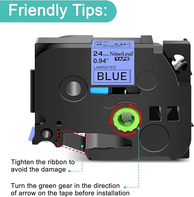 NineLeaf 10 Pack 24mm 0.94 Laminated TZe TZ Tape Compatible for Brother P-Touch TZe-551 TZ-551 TZe551 TZ551 1'' Black on Blue Label Tape for Ptouch PT-D600 PT-D610BT PT-P700 PT-P710BT Label Maker
