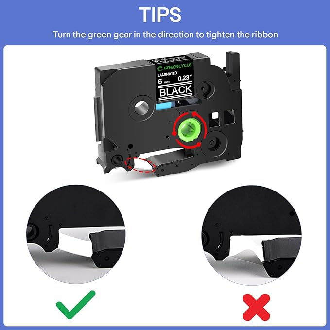 GREENCYCLE 3 Pack Compatible for Brother P-Touch Label Maker Tape TZe-315 TZ-315 6mm 0.23 Laminated Black TZe315 TZ315 1/4'' TZe TZ Tape for PT-D210 D220 D400 D600 300BT H100 D200