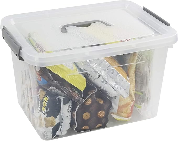 6-Pack Clear Plastic Storage Latch Box with Lids, 10 L