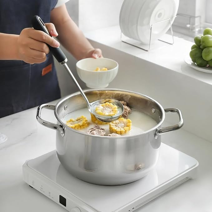 3-Piece Stainless Steel Serving Spoons Set – Includes Slotted Spoon, Serving Spoon & Soup Ladle, Heat-Resistant, Dishwasher Safe, Ergonomic Handles for Home & Commercial Use