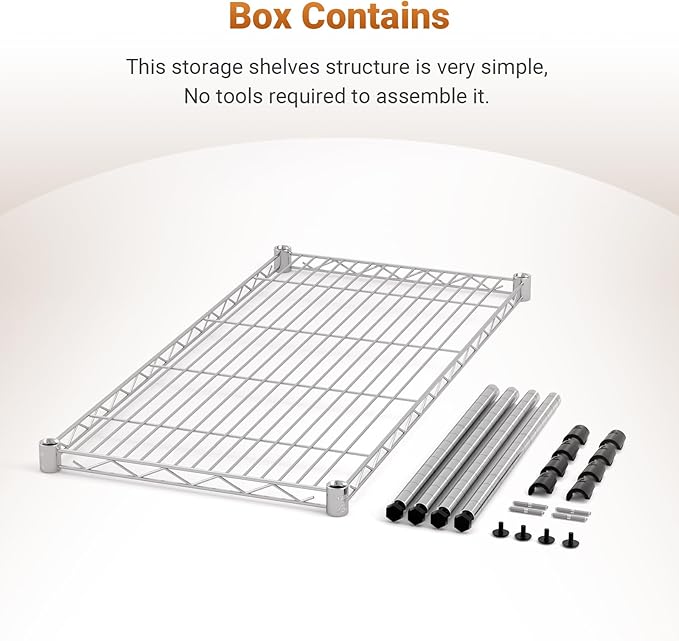 YSSOA 1-Tier Shelving Unit, 29.92" W x 13.78" D x 14.96" H Steel Organizer Wire Rack, Chrome, 2 Pack