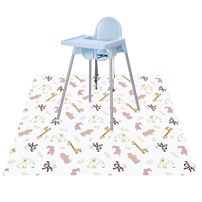 Baby Splat Floor Mat for Under High Chair/Arts/Crafts by CLCROBD, 51" Waterproof Anti-Slip Food Splash Spill Mess Mat, Washable Floor Protector Mat and Table Cloth