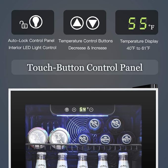 Antarctic Star Beverage Refrigerator Cooler -120 Can Mini Fridge Glass Door for Soda Beer or Wine Constant Glass Door Small Drink Dispenser Clear Front for Home, Office Bar 3.2cu.ft