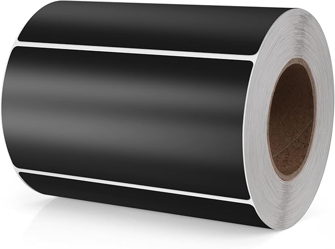 Black Rectangle Stickers 4 x 2 Inch Color Coding Labels Vinyl Roll Self-Adhesive Waterproof Removable 500 PCS