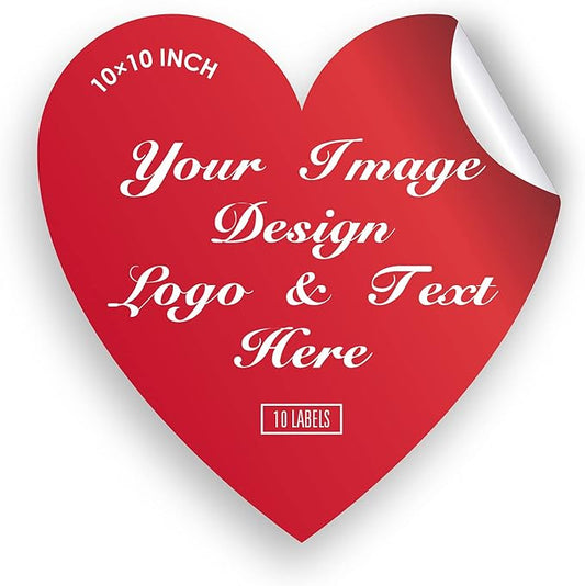 10 Inch Custom Stickers Personalized Labels - Customized Stickers with Any Design Image Logo Text,Custom Thank You Label Stickers,Custom Stickers for Business Logo,10 Labels (Heart,10"x10")