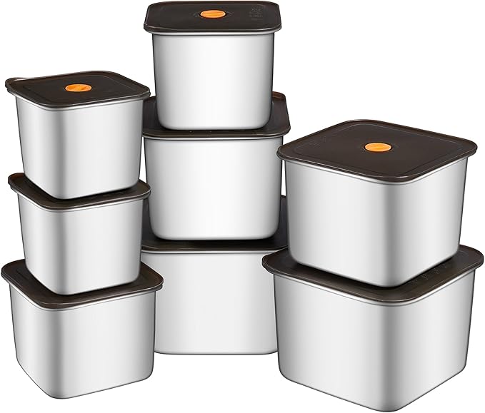 8PC-LFood Storage Containers, BPA Free, Airtight Lids, Ideal for Lunch, Meal Prep & Leftovers，Fresh box， Freezing box