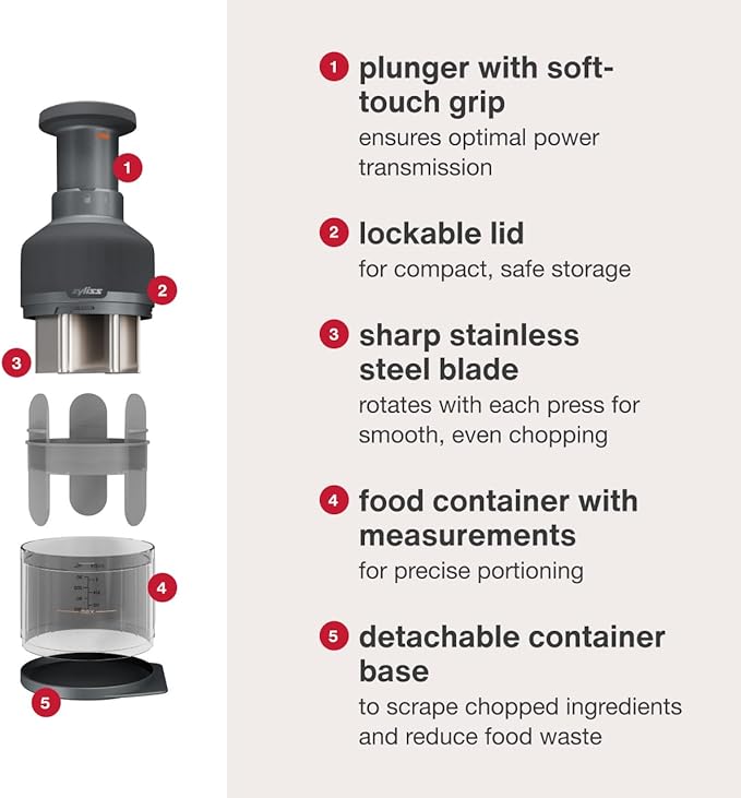 Zyliss Zick Zick Classic Food Chopper - Convenient for Easy, Healthy Meal Prep - Manual Vegetable Chopper with Stainless Steel Blades - Compact & Dishwasher Safe - Zick Zick 3.0