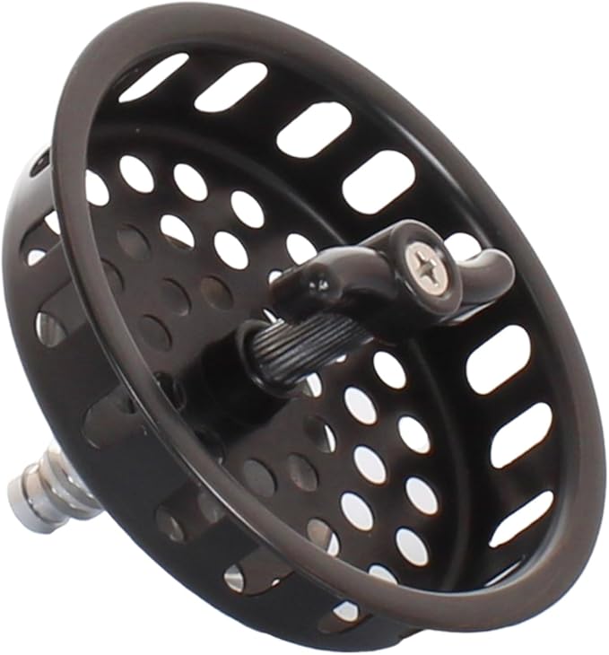 Mr. Scrappy 3.5" Sink Drain Assembly with Twist Lock Basket Strainer, Solid Brass, Oil Rubbed Bronze