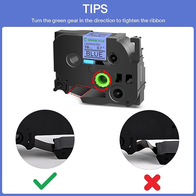 GREENCYCLE Compatible for Ptouch TZe-551 TZe551 AZE Tape 24mm 0.94 Inch 1" Black on Blue Laminated Label Tape for PT2730 PT9600 PTD600VP PTD800W PTH500LI PTP700 PTP710BT PTP750W, 10 Pack