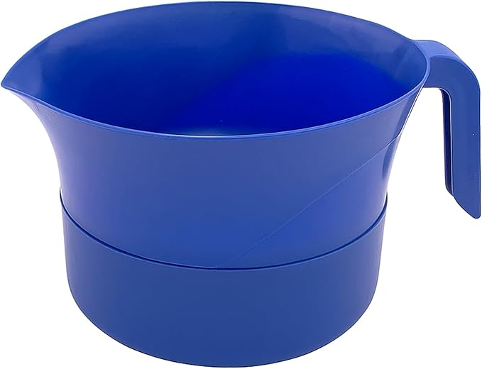 Easy Greasy 3-Piece Colander Grease Strainer Set – Blue Grease Separator with Handle, Container & Lid – Strains Bacon, Pasta, Ground Beef – BPA-Free Kitchen Gadget