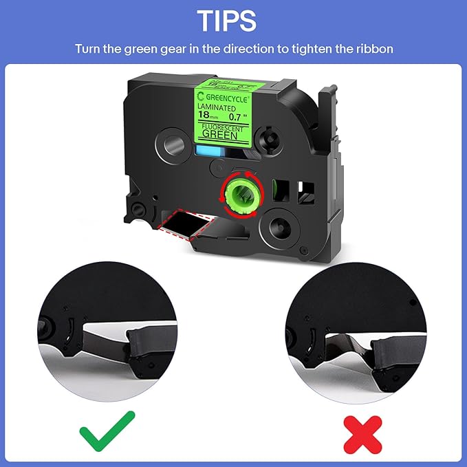 GREENCYCLE Compatible for Brother P-Touch Label Tape TZe-D41 18mm 0.7" Laminated Green TZeD41 TZ-D41 TZe TZ 3/4 inch Black on Fluorescent Green Label Tape for PT-D410 PT-D400 PT-D600, 3 Pack