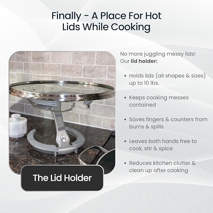 Trivae Pot Lid Holder – 4-in-1 Pot Lid Holder While Cooking, Pan Lid Holder, Trivet & Cake Stand – Versatile Kitchen Tool for Hot Pots, Serving & Display – Space-Saving, Heat-Resistant Stand