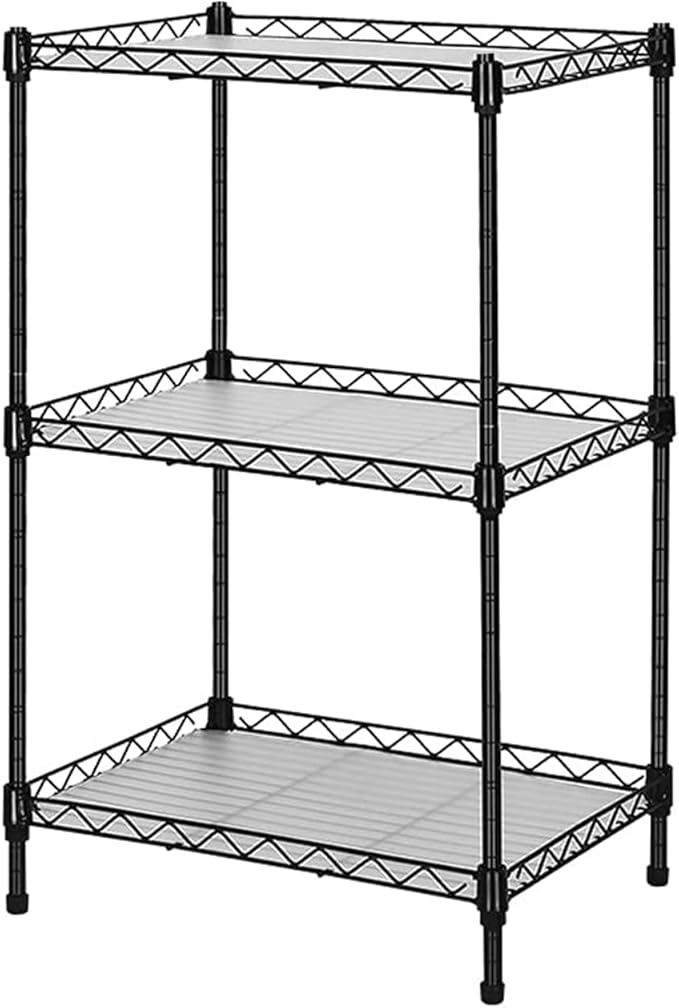 Best 3-Tier Wire Shelving - Black -mini Shelf - Kitchen Storage Shelves, Lightweight countertop Storage Rack Corner Shelf Shelving Adjustable Storage Shelf, 11.8" D x 15.7" W x 31.5" H