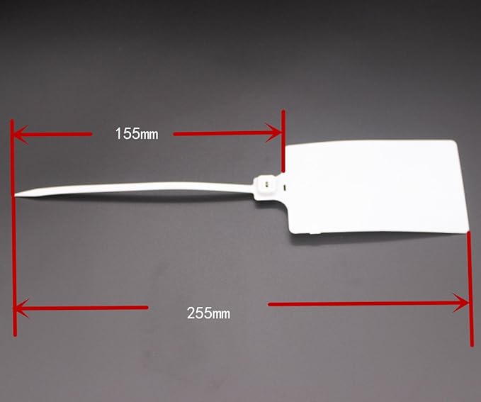 Plastic Seals Shipping Tags Logistics Use Big Sign Tie Large Label Tie, 255 mm Total Length, Package of 100 pcs (White)