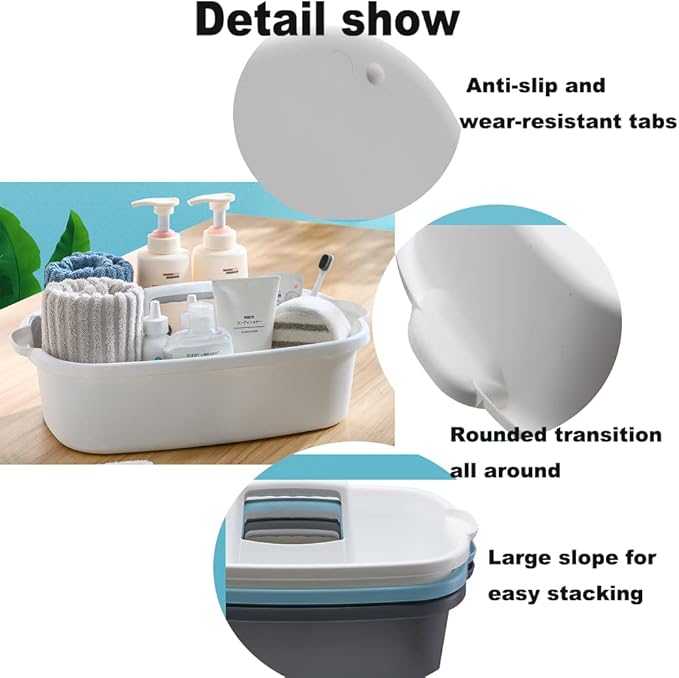 Large Plastic Cleaning Supply Caddy with Handle, Portable Cleaning Tool Storage Tote for Dorm, Bath, Pantry (Dark Grey)
