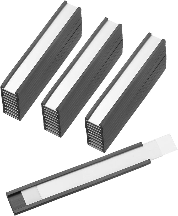PATIKIL Magnetic Label Holder 3" x 0.5" with Paper Inserts, 50 Pcs C Channel Magnetic File Cabinet Labels Shelf Data Card Holder Signs for Metal Racks Shelves Whiteboard Tool Box