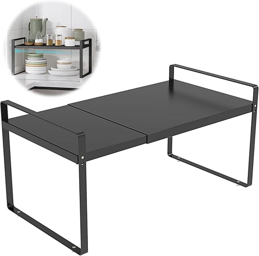 Expandable Cabinet Shelf Organizer Rack，Kitchen Cabinet Shelves 11 Inch Deep，Adjustable Storage Shelves，Pantry Shelf(1 Pack)