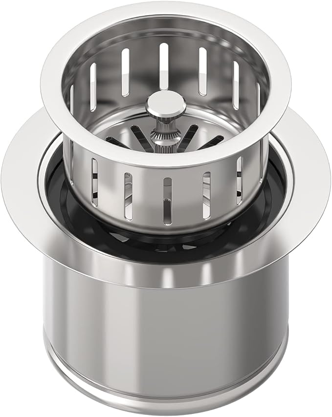 BOTEMY Extended Garbage Disposal Flange Basket Strainer Stopper, Deep 304 Stainless Steel Kitchen Sink Flange for 3-1/2 Inch Standard Sink Drain Hole, Polished Deep Sink Disposal Stopper