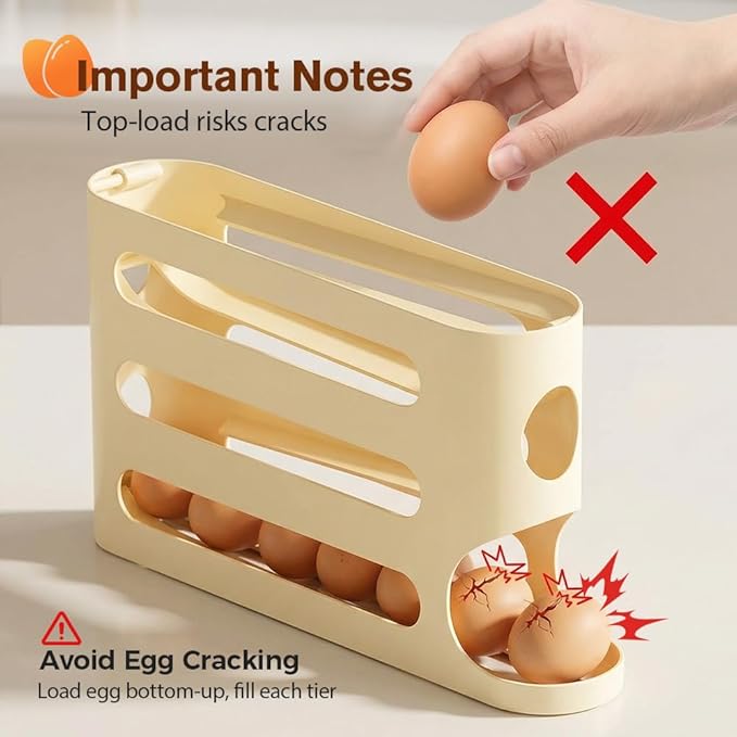 Clear Egg Holder for Fridge, 2026 New Rolling Egg Dispenser for Refrigerator, Auto Rolling Egg Dispenser for 30 Eggs, Space-Saving Egg Roller, Organizer, Container, Kitchen Countertop (Green)
