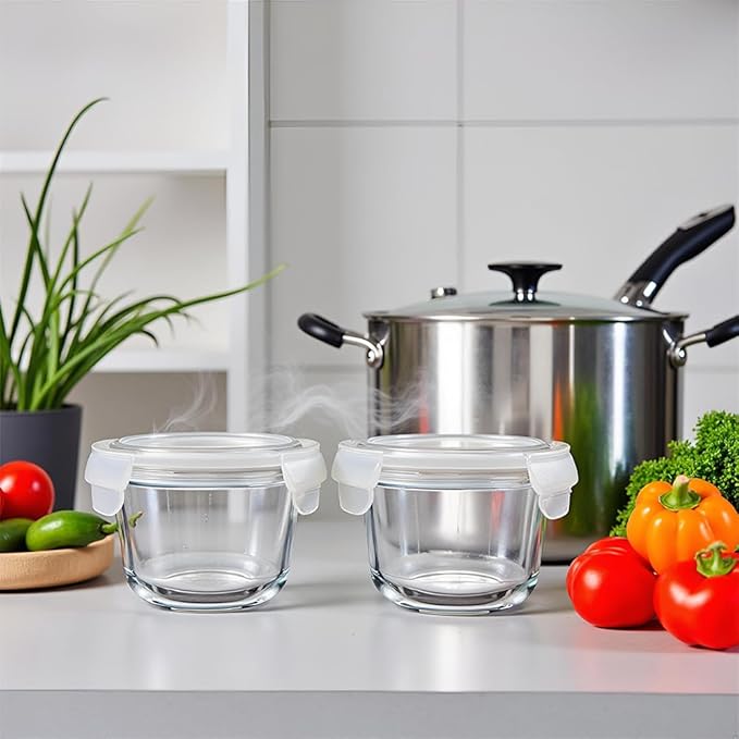Glass Food Storage Containers Round Soup Container with Airtight Lids, food storage containers for soup (glass soup storage containers with lids)