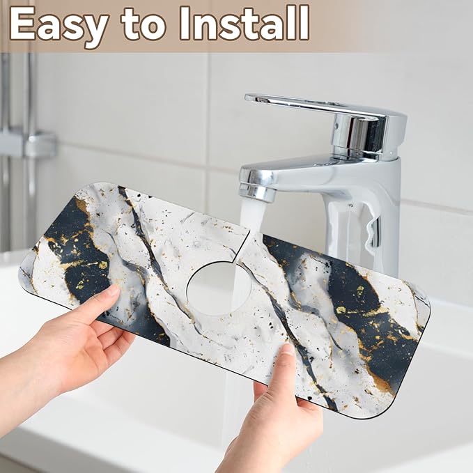 1 PC 15.4*5.7 Inch Absorbent Faucet Mat for Kitchen Sink Splash Guard Fast Drying Kitchen Faucet Mat for Bathroom Kitchen Marble