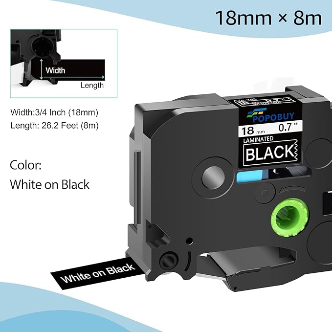 TZ TZe 18mm 0.7 inch Laminated Black Tape Compatible for Brother P Touch TZ345 TZ-345 TZe-345 TZe345 Label Tape for Brother PT-D400 H300LI 1890W 9200PC Label Maker, 5 Pack White on Black