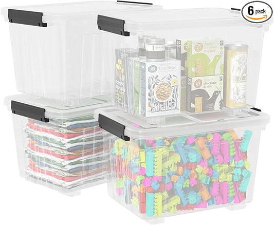 30 Quart Clear Storage Latch Bin with Lids, Clear Storage Totes with Lid, 4-Pack