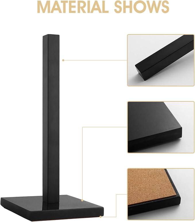 LUTAVOY Paper Towel Holder Kitchen Standing Paper Towel Roll Holder with Marble Base for Bathroom Kitchen Countertop(Matt Black,Black Base KZ50)