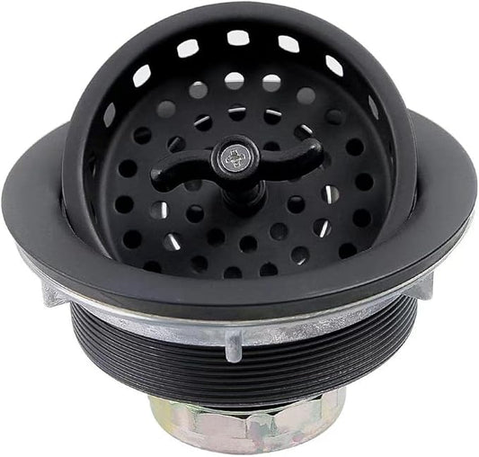 Watflow Black Kitchen Sink Drain Assembly with Sink Strainer 3-1/2 Inch and 304 Stainless Steel Screws, Fit for 3.5 Inch Kitchen Sink, All Stainless with Removable Strainer Basket and Drain Stopper…