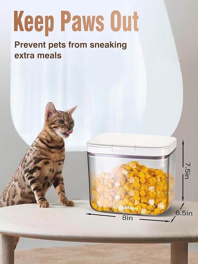 Airtight Dog Food Storage Container 5-10 lbs, Large Pet/Cat Treat Bin with Lids, Pantry Containers for Rice & Flour, withe