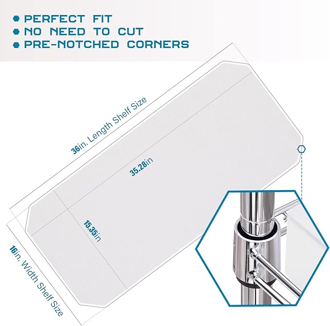 BRIAN & DANY Wire Shelf Liner 16" X 36", Heavy Duty Shelf Liners for Wire Shelving, Waterproof Protector Mats, Set of 5, Transparent