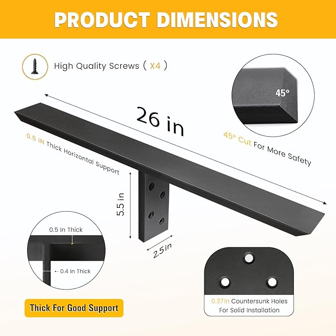 Hidden Countertop Support Bracket 26 Inch 2 Pack Heavy Duty Granite Support Bracket for Kitchen Island Bar Top Countertop