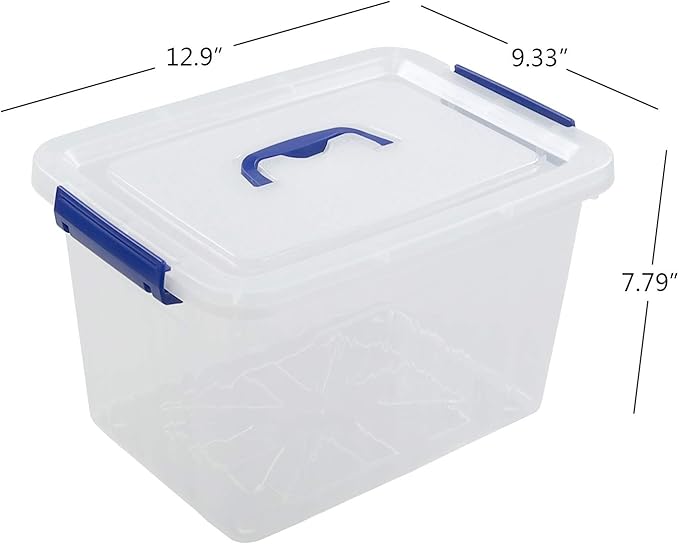 4-Pack 10 L Plastic Storage Box, Clear Storage Box with Lid
