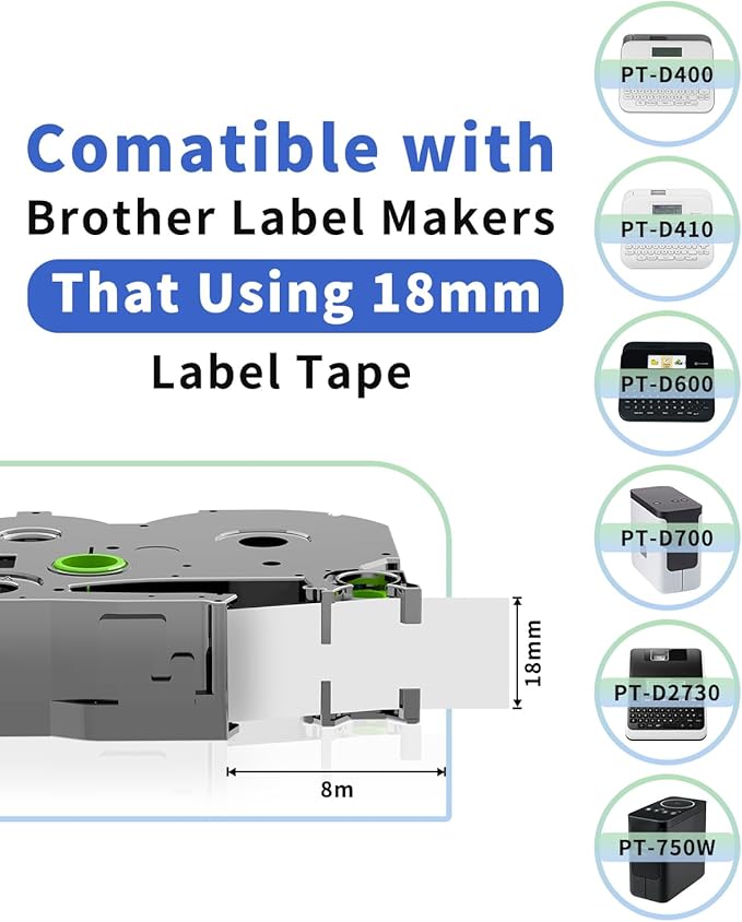 Oozmas TZe-242 18mm 0.7 Laminated Tape Compatible with Brother P-Touch Label Maker Tape 18 mm TZe221 Ptouch Red on White for PTD410 PT-D400 PT-D460BT PT-P700BT Refill, 3/4 Inch, 4 Pack