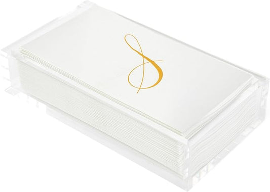 REBECCA LUXURIOUS Acrylic Guest Towel Napkin Holder, Hand Towel Tray, Bar Napkin Holder, Bathroom- Closet Organizer, Clear Vanity Storage for Shelf, Counter, Store Makeup, Cosmetics, Toiletries, 9"x5"