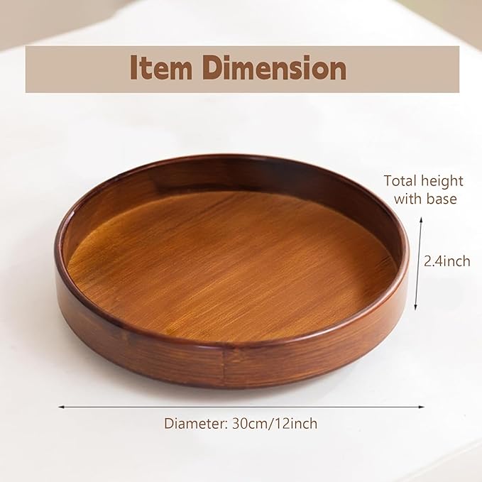 Bamboo Lazy Susan Organizer, 12'' Pantry Organizers, Kitchen Countertop Organizer, Rotating Spice Rack, Large Lazy Susan Turntable for Cabinet, Table, Bathroom